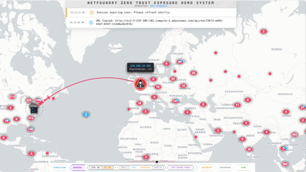 NetFoundry Zero Trust Exposure Demo system map. Video thumbnail.